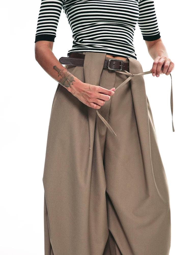Draped Pleat Sarouel Trousers
