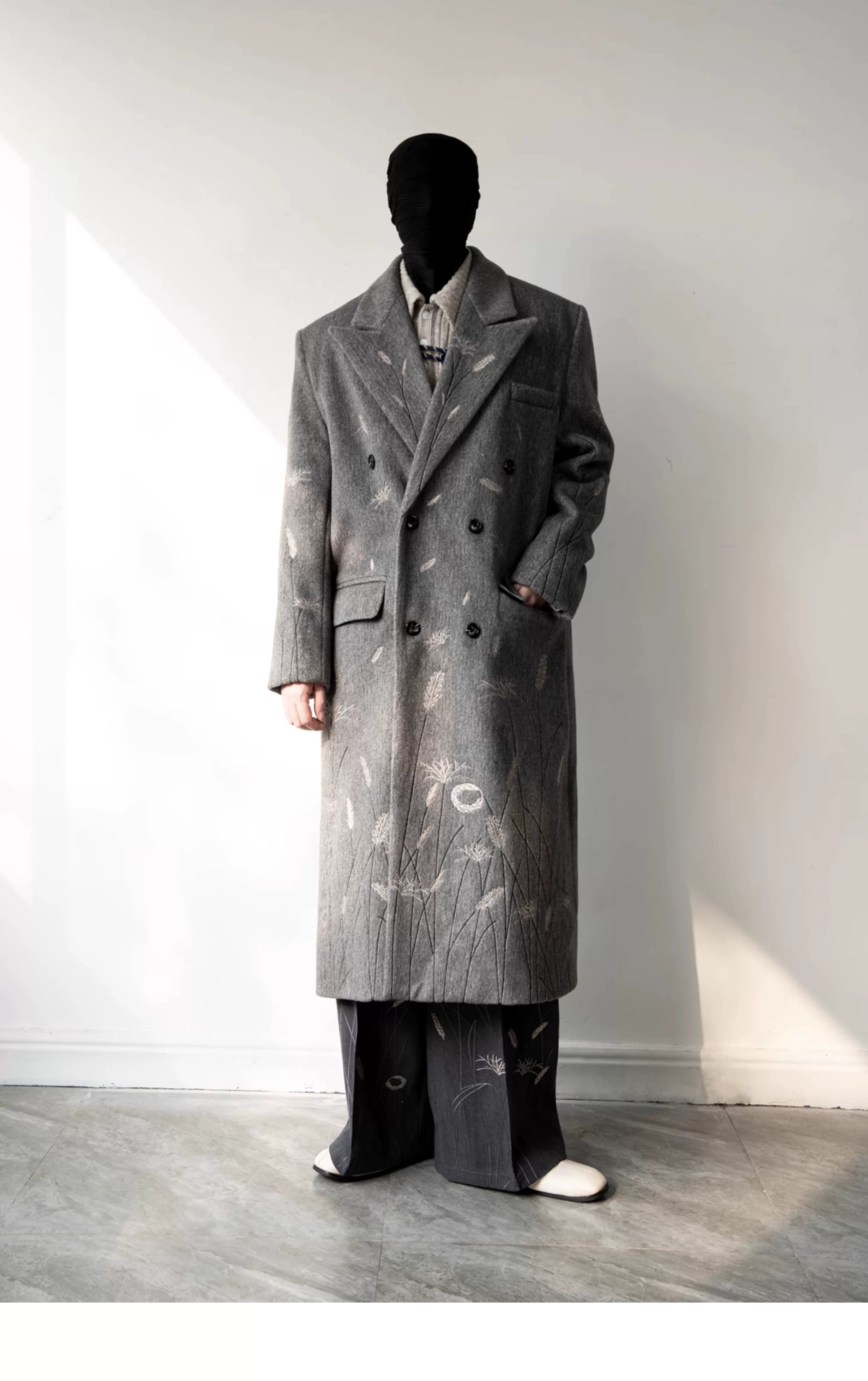 Ash Meadow Embroidered Wool Overcoat