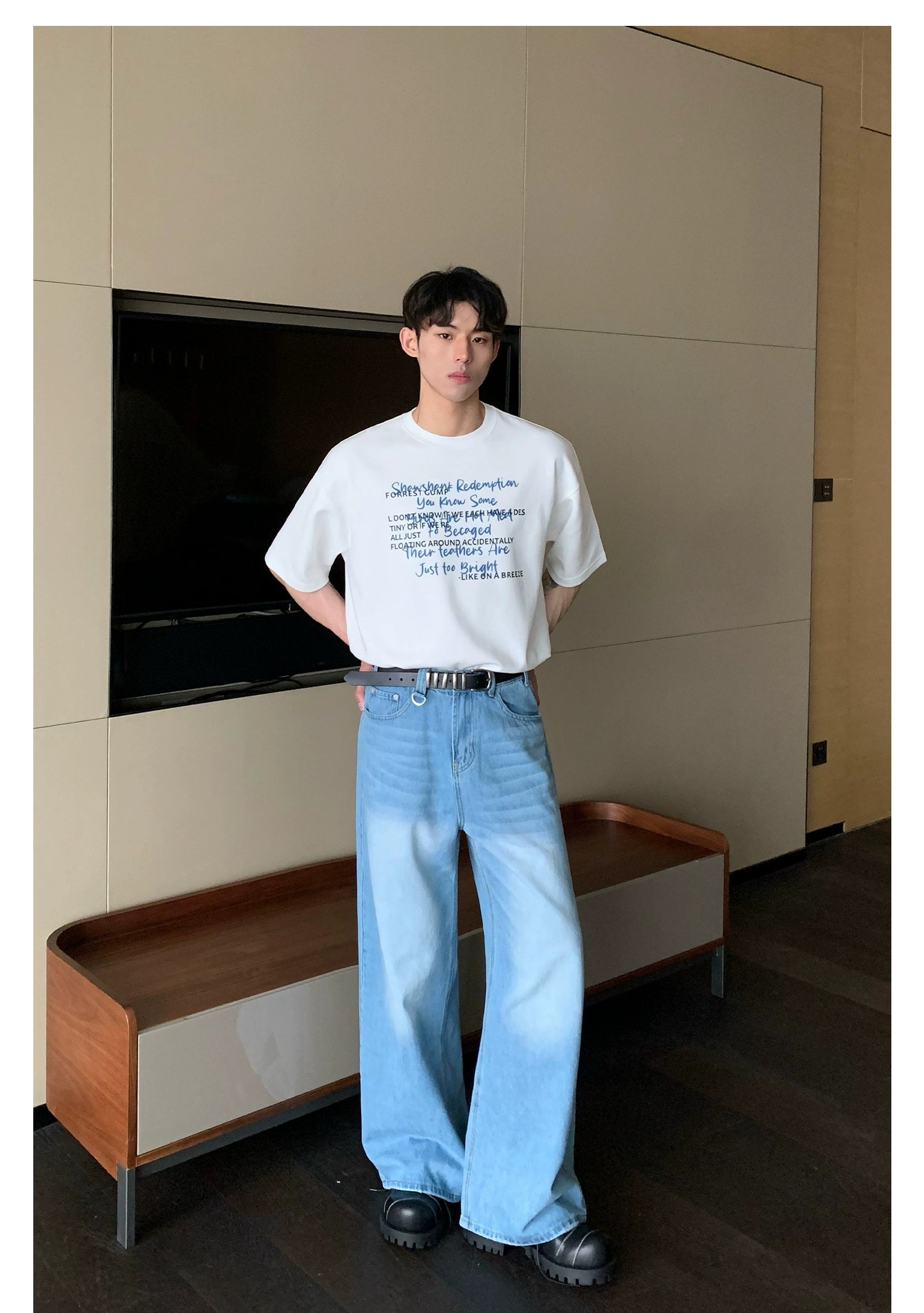 Straight-Wide-Leg Wash Jeans