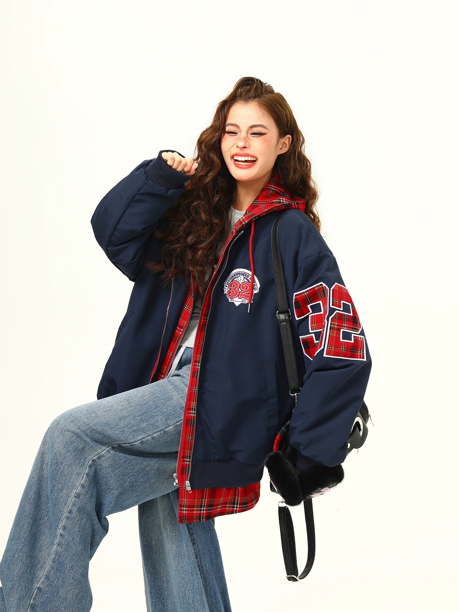 Varsity Patchwork Layered Bomber Jacket