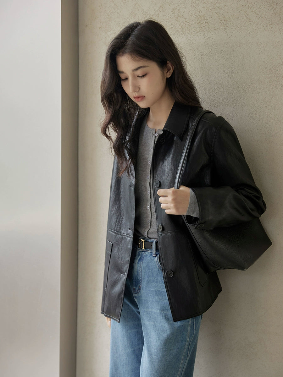 Vintage Short Leather Jacket