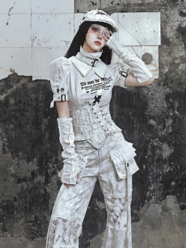 Corsé de Lace-Up White Lace-Up