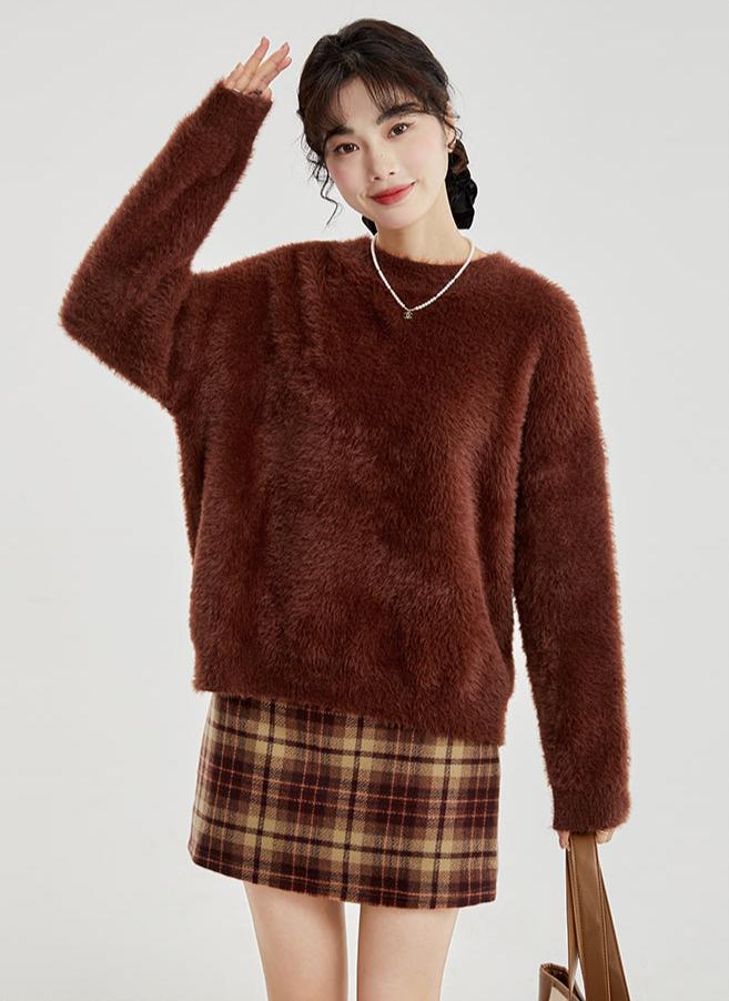 Fuzzy Round Neck Sweater