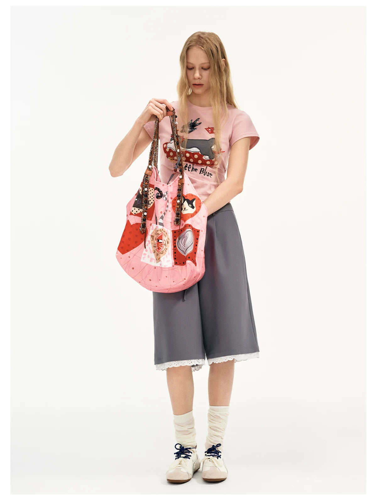 Candy Hearts Kitty Patchwork Tote