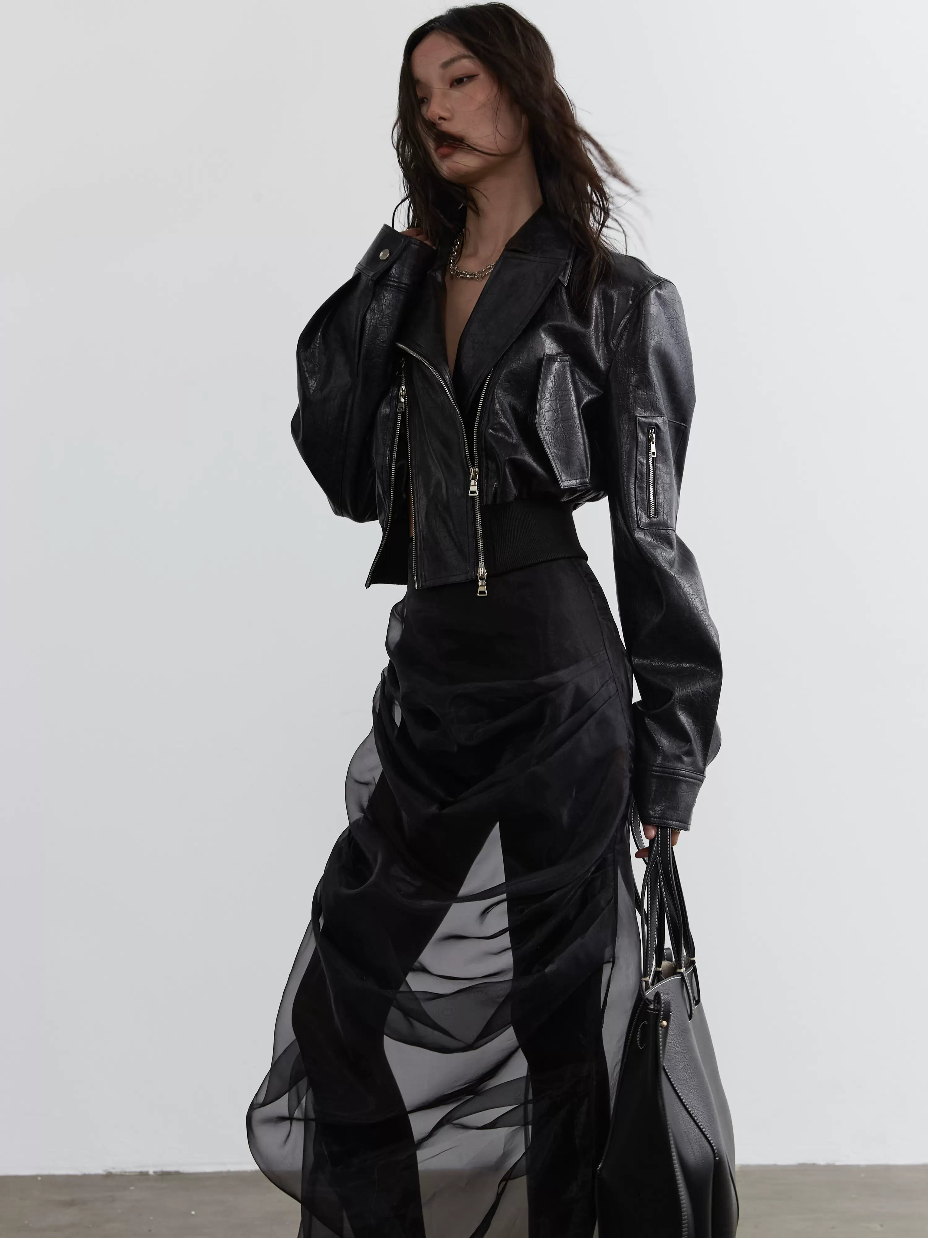 Veste de motard ultra-raccourci