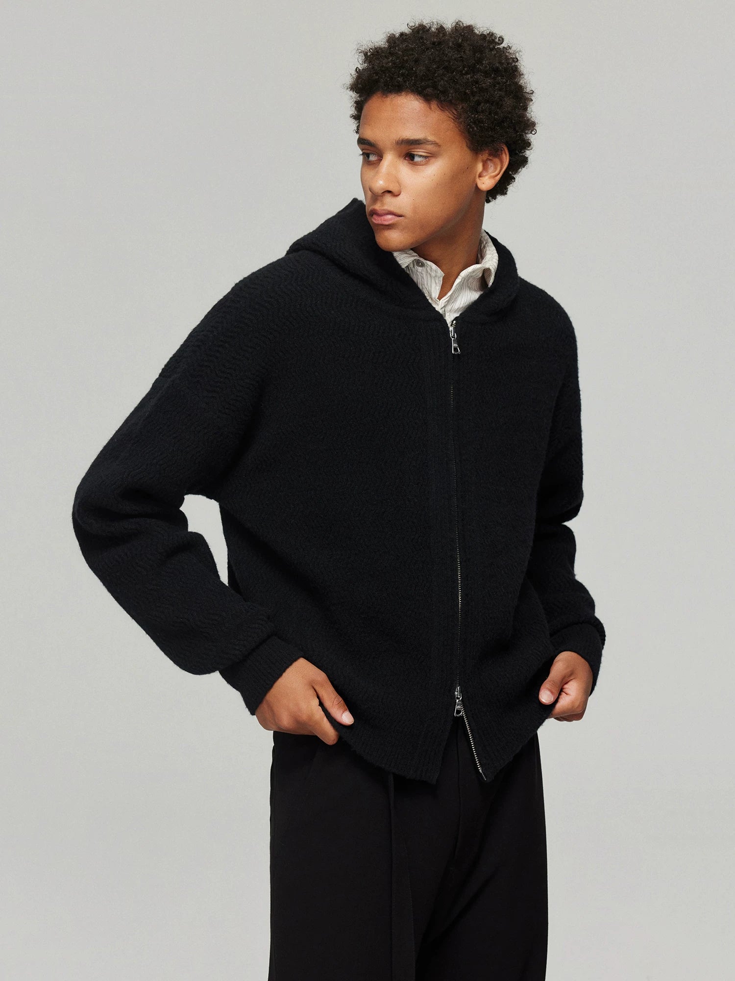 Mochafuzz Cropped Knit Hoodie