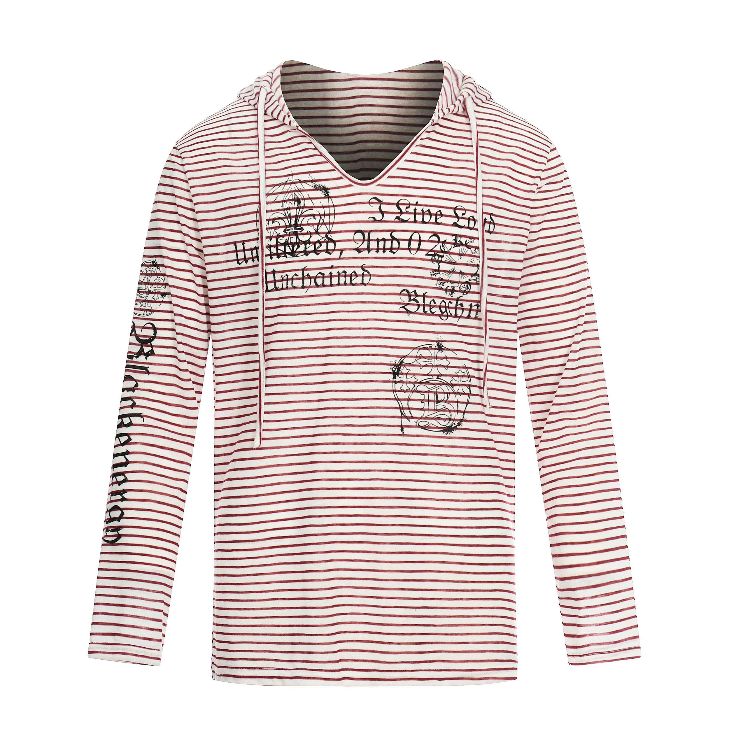 Unchained Script Striped Hooded Longsleeve