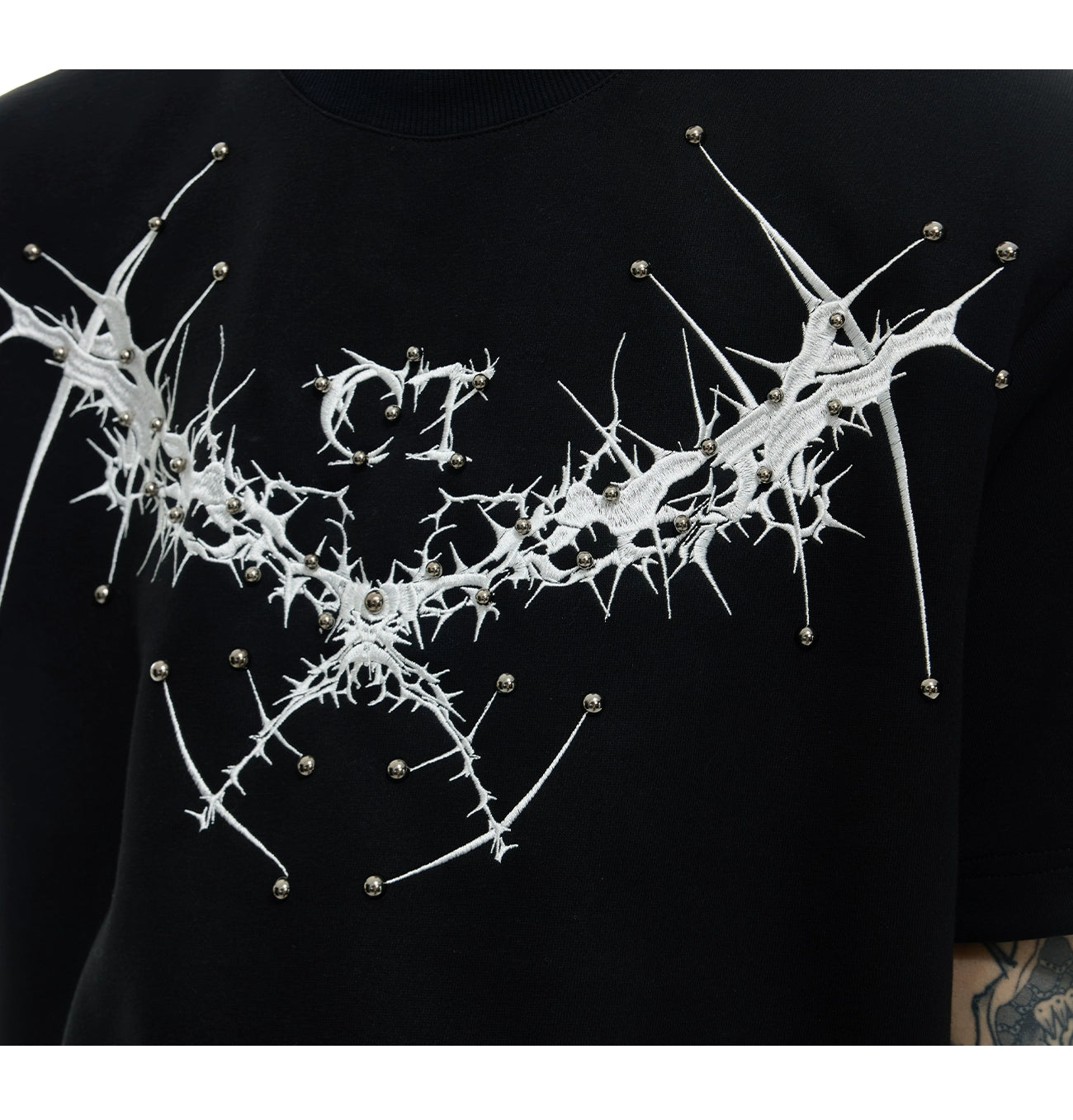 Gothic Wing Print White T-Shirt