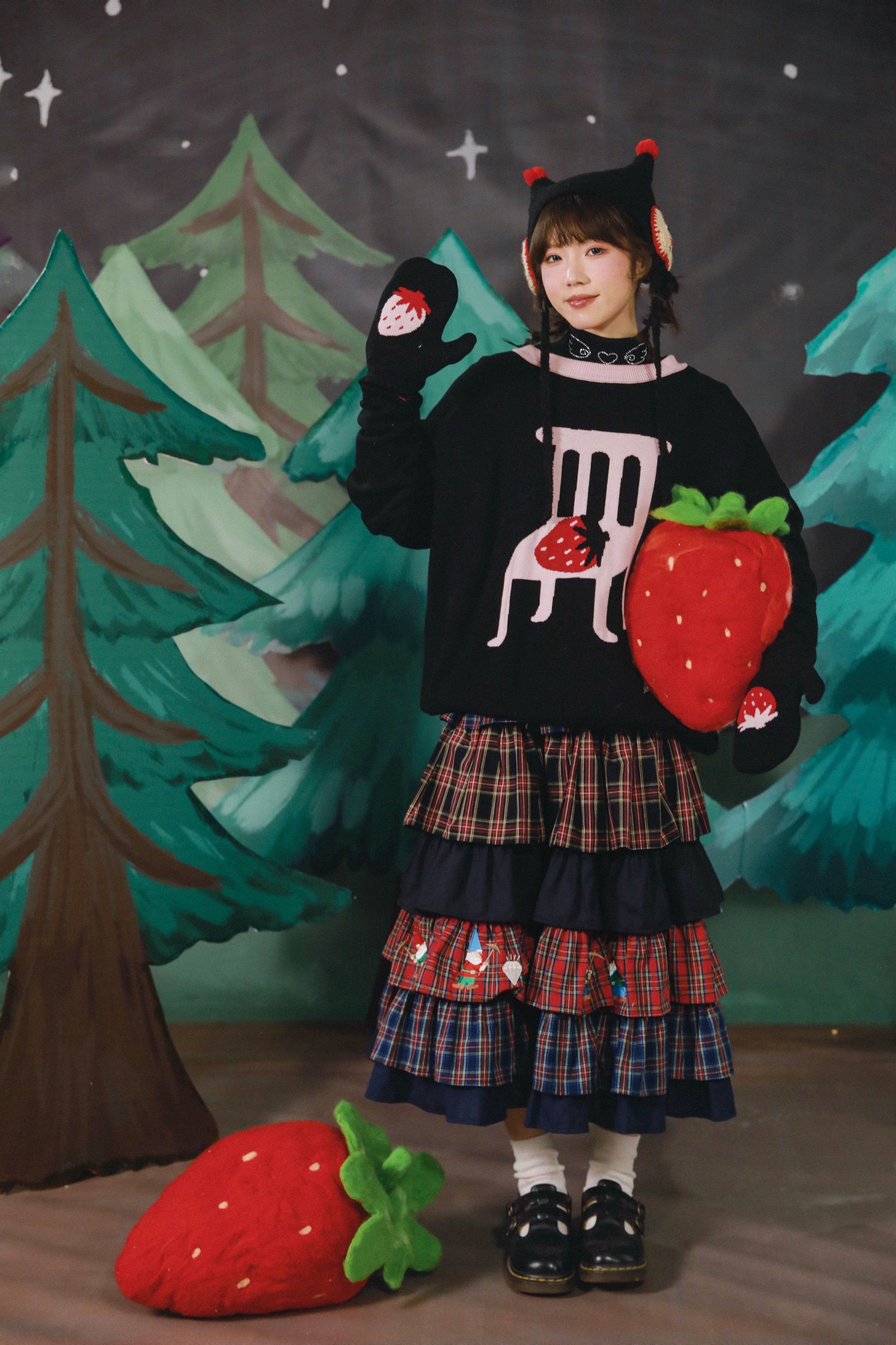 Strawberry Chair Black Knit Sweater