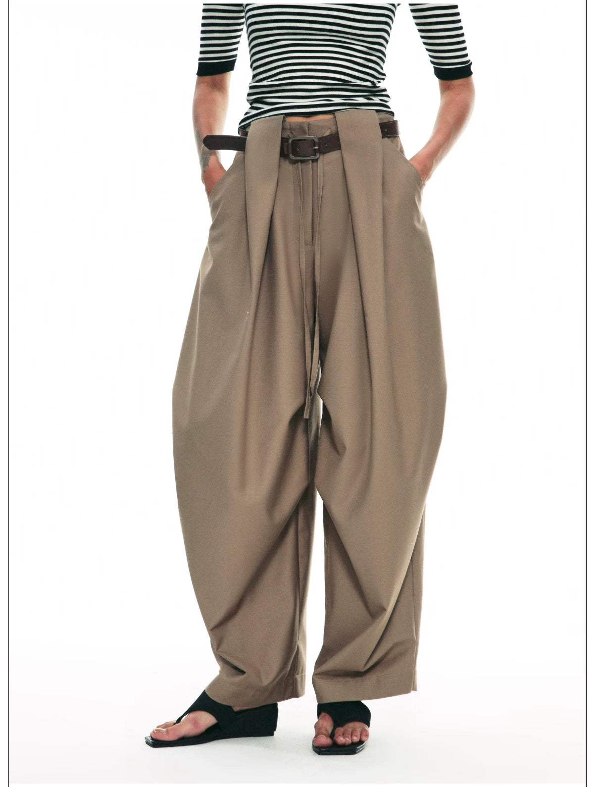 Draped Pleat Sarouel Trousers