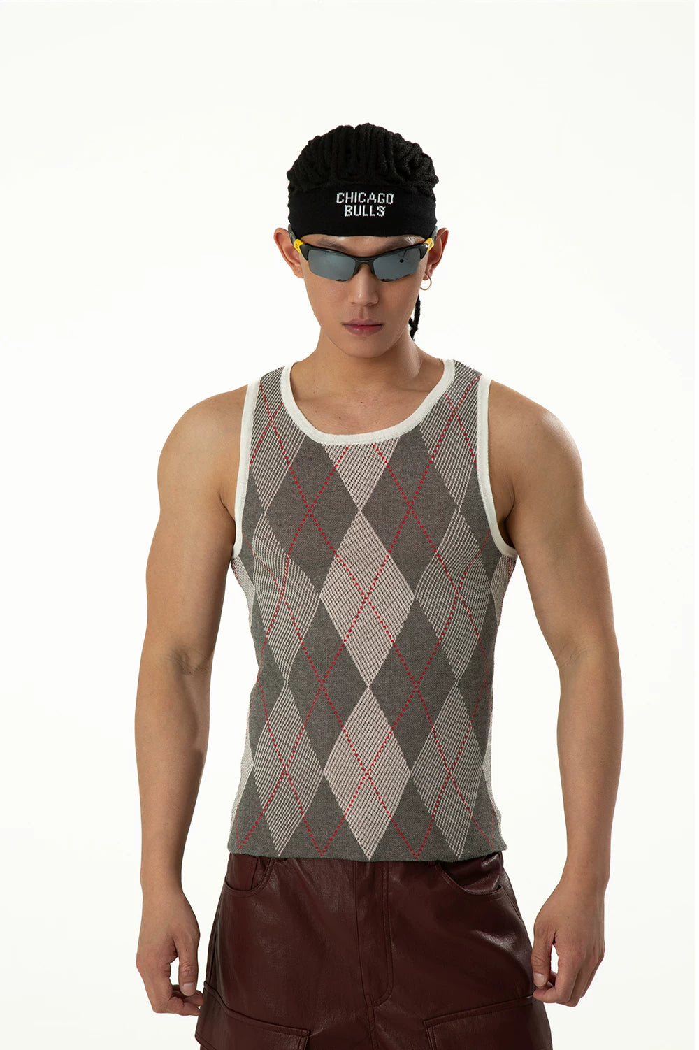 Retro Fairway Argyle Knit Tank Top