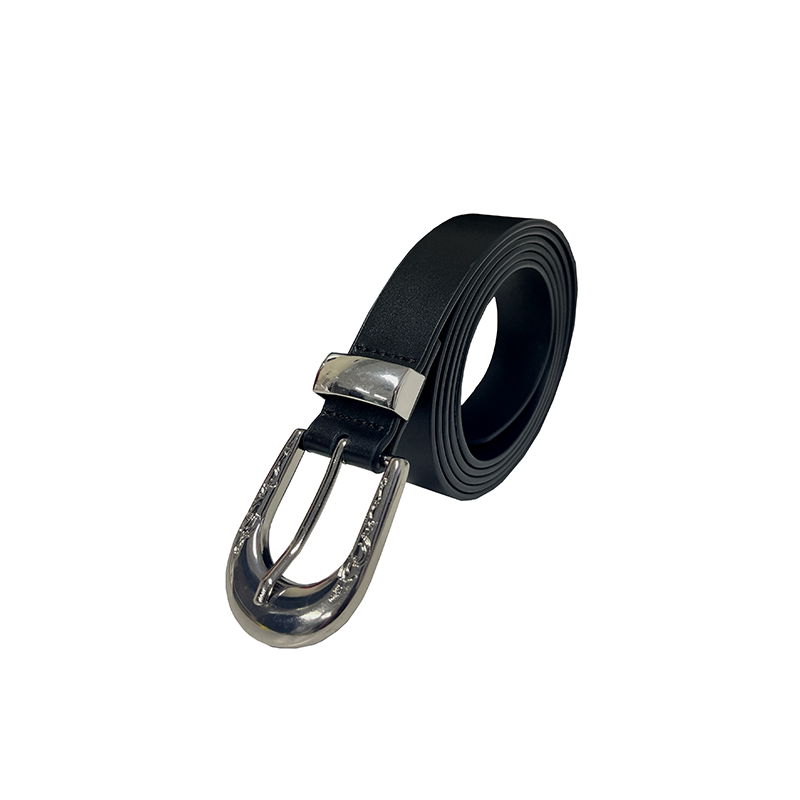 Curved Silver Buckle Belt