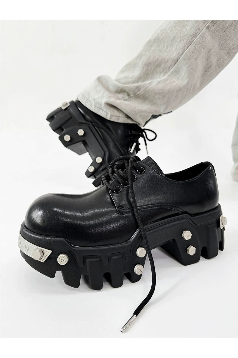 Futuristic Black 8cm Platform Oxfords