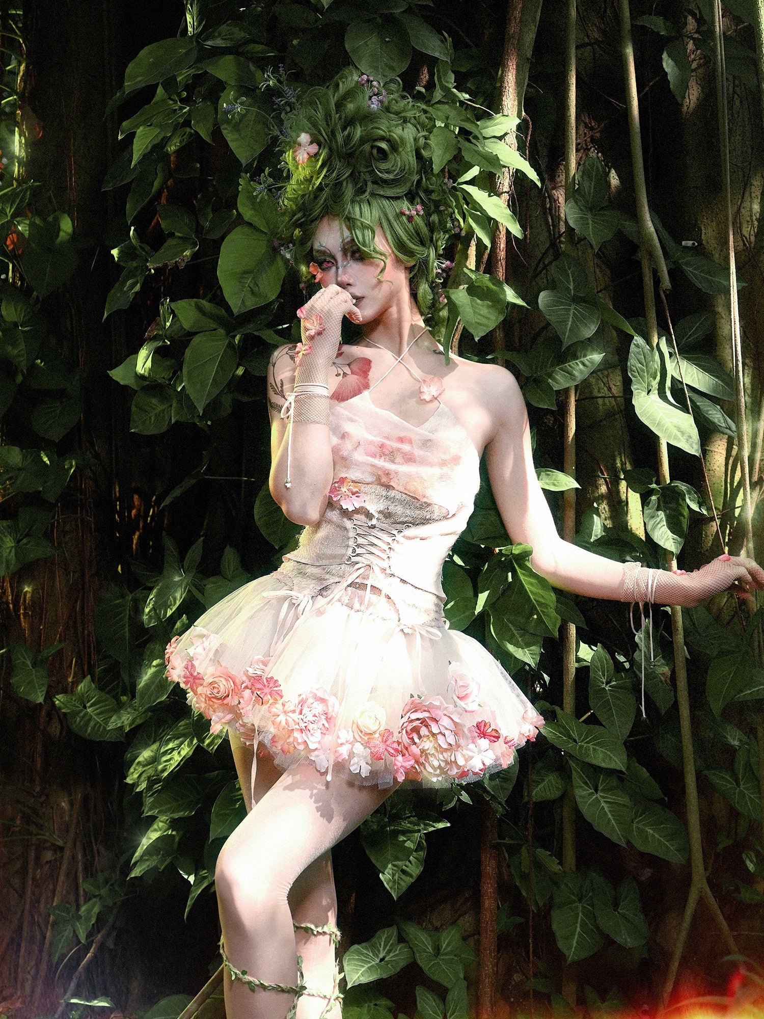 Artificial Flower Chiffon Camisole