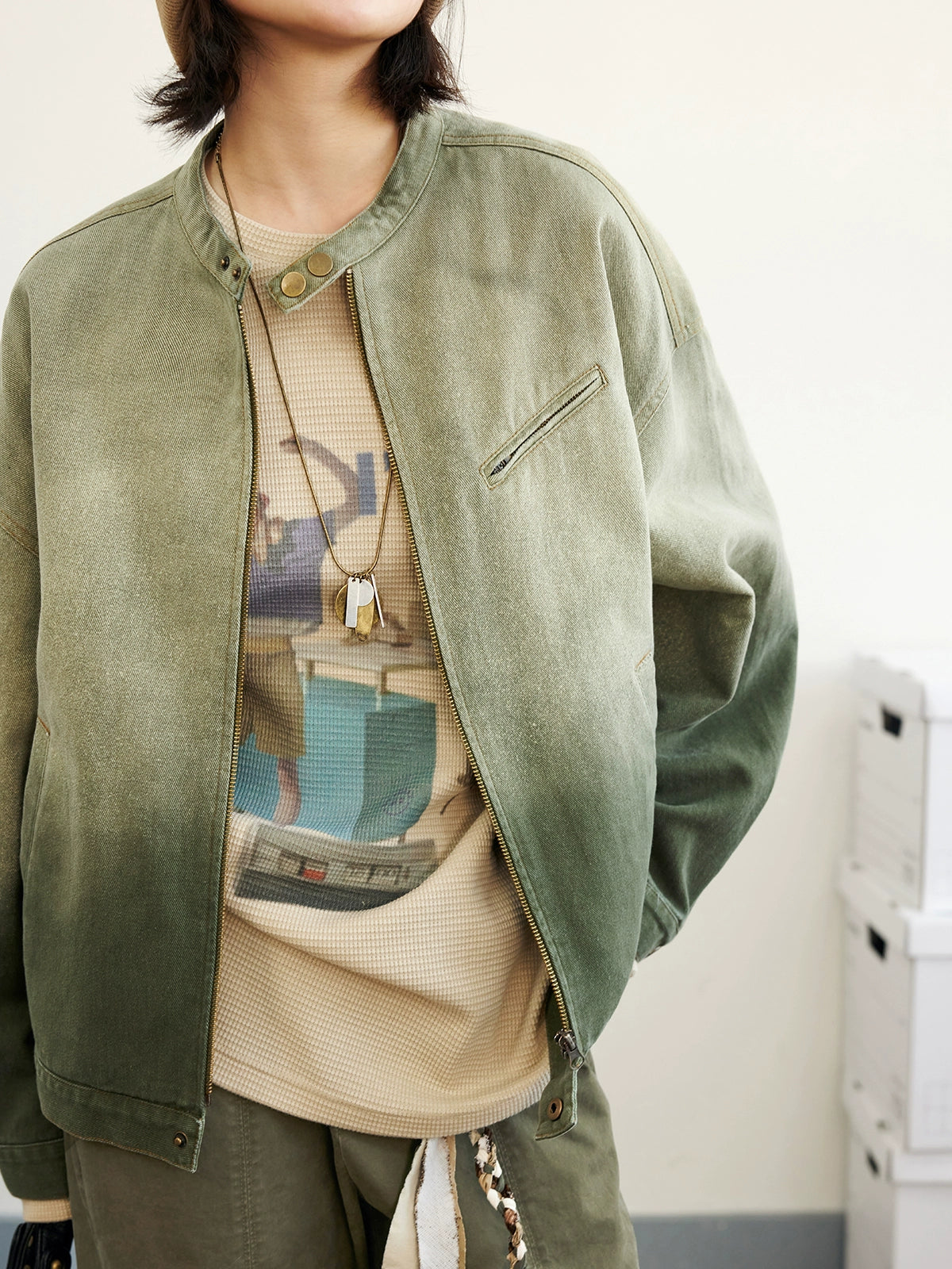 Veste en jean de gradient Octopusme