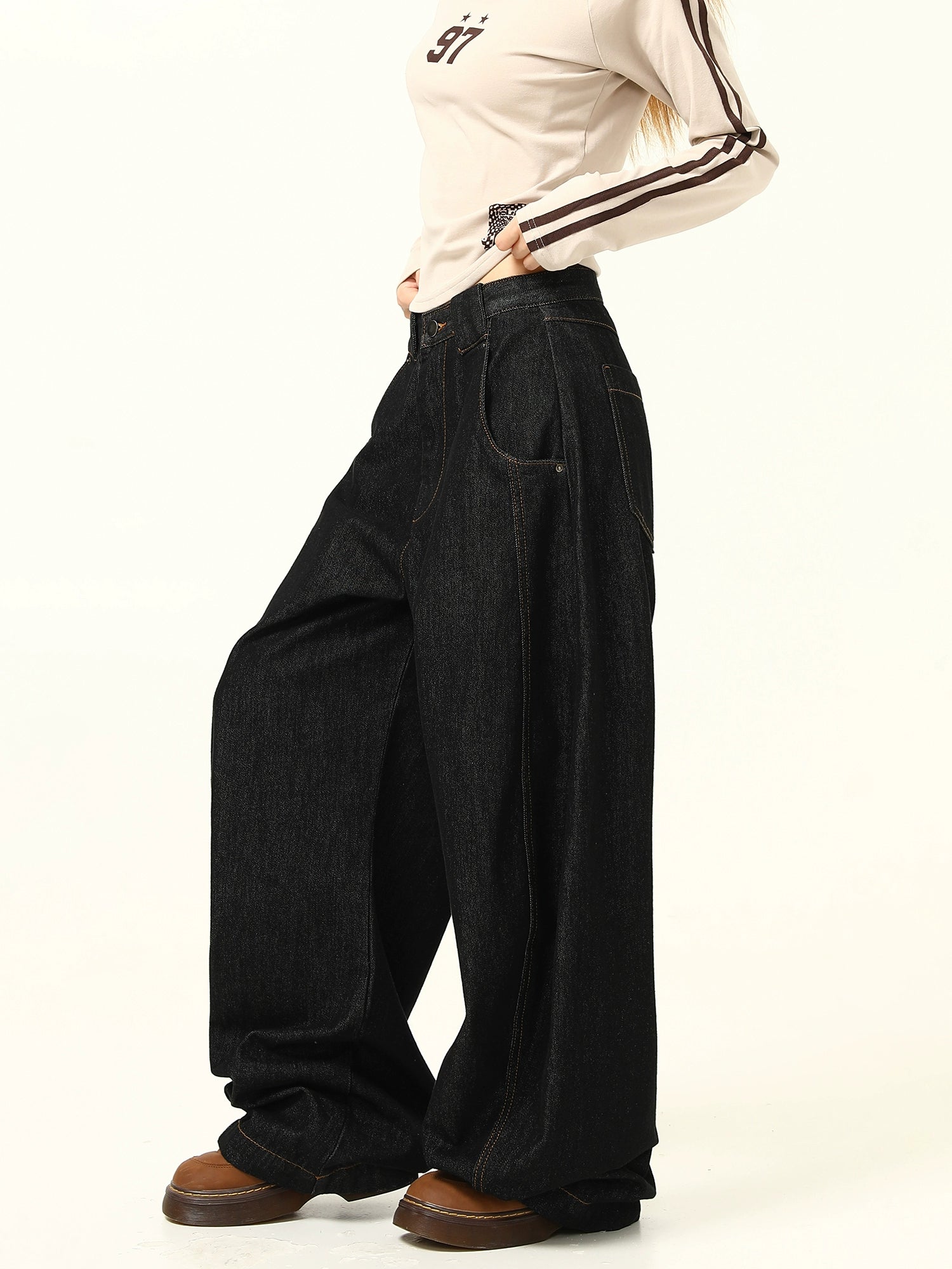 Wide Leg Black Baggy Jeans