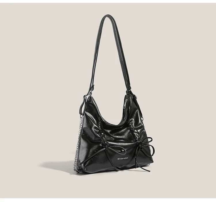 Midnight Ruffle Chain Shoulder Bag