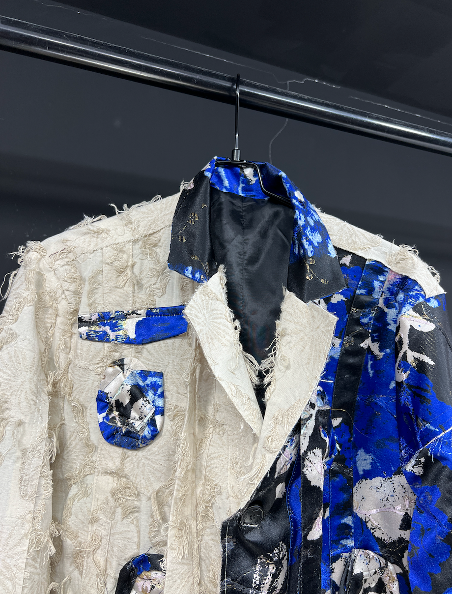 Glacier Bloom Splice Patchwork Trench Jacket