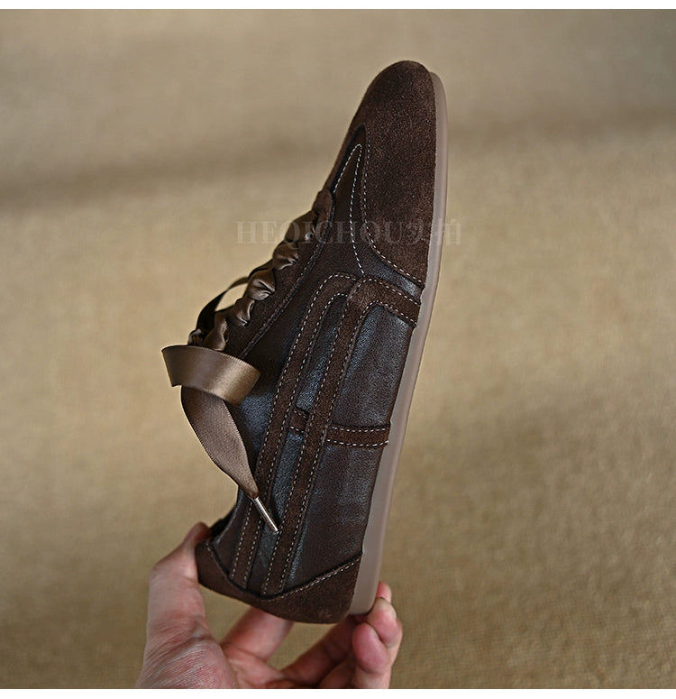 Mocha Satin Ribbon Sneaker