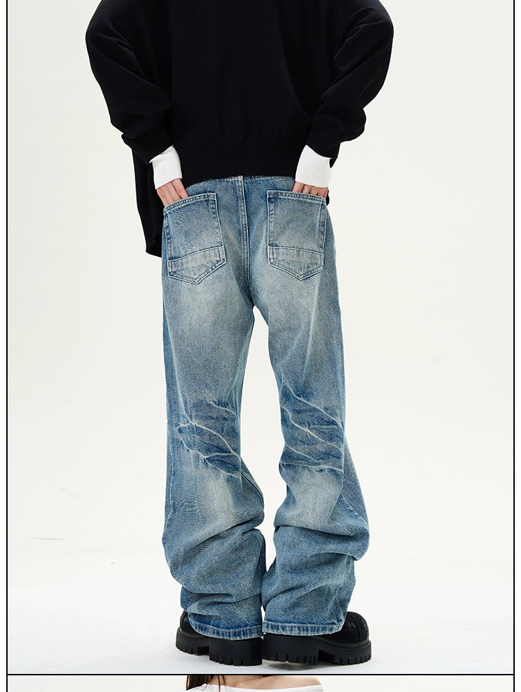 Vintage Blue Wash Wide Leg Jeans
