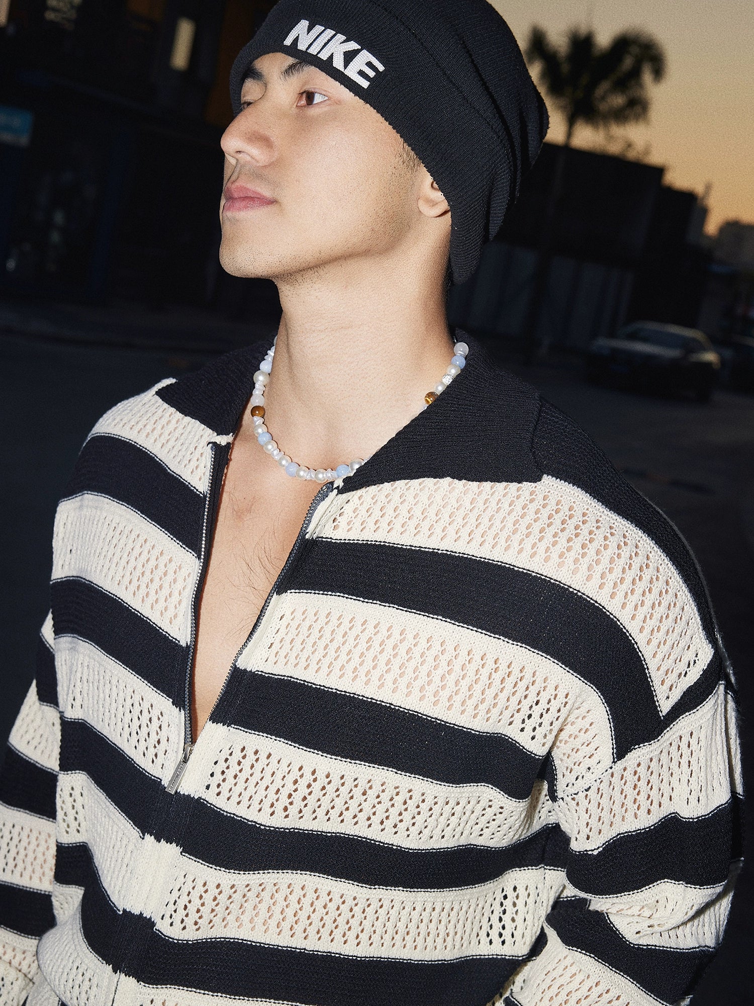 Two-Toned Striped Knit Sweater