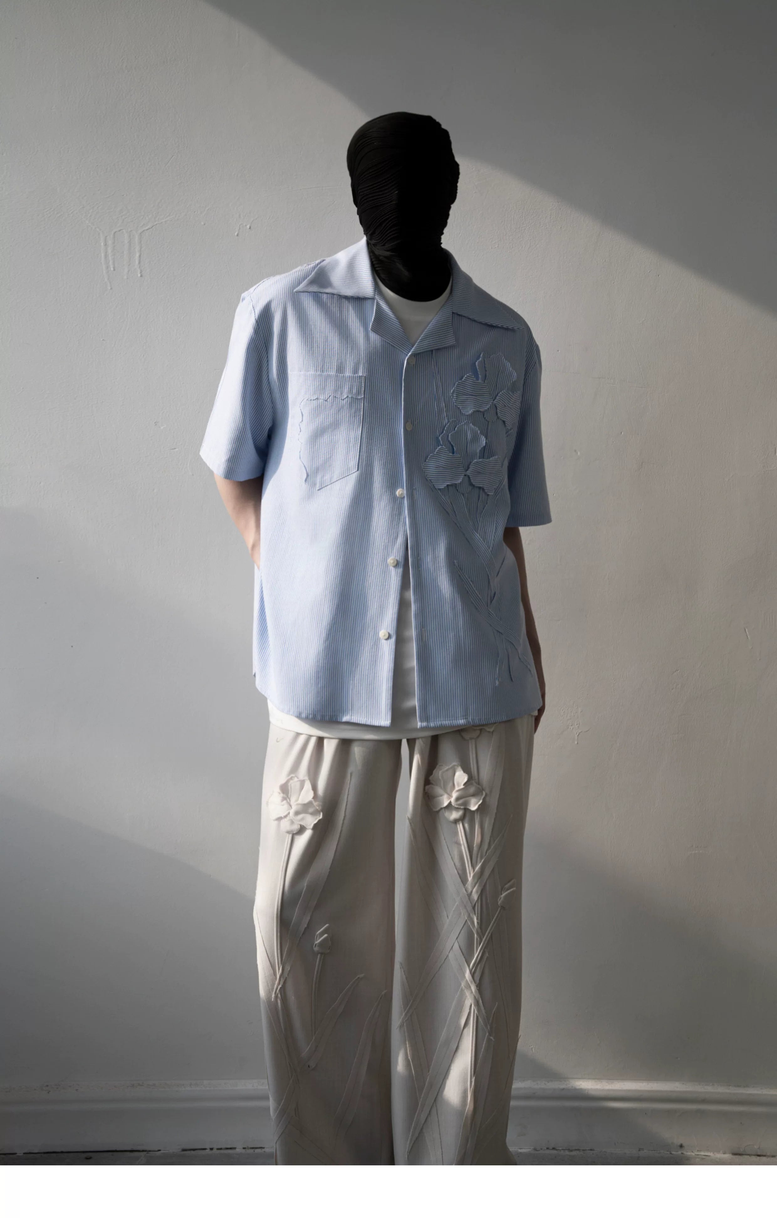 Iris Bloom Stripe Camp Shirt