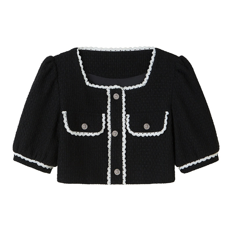 Tweed Short-Sleeve Blouse and Short Setup