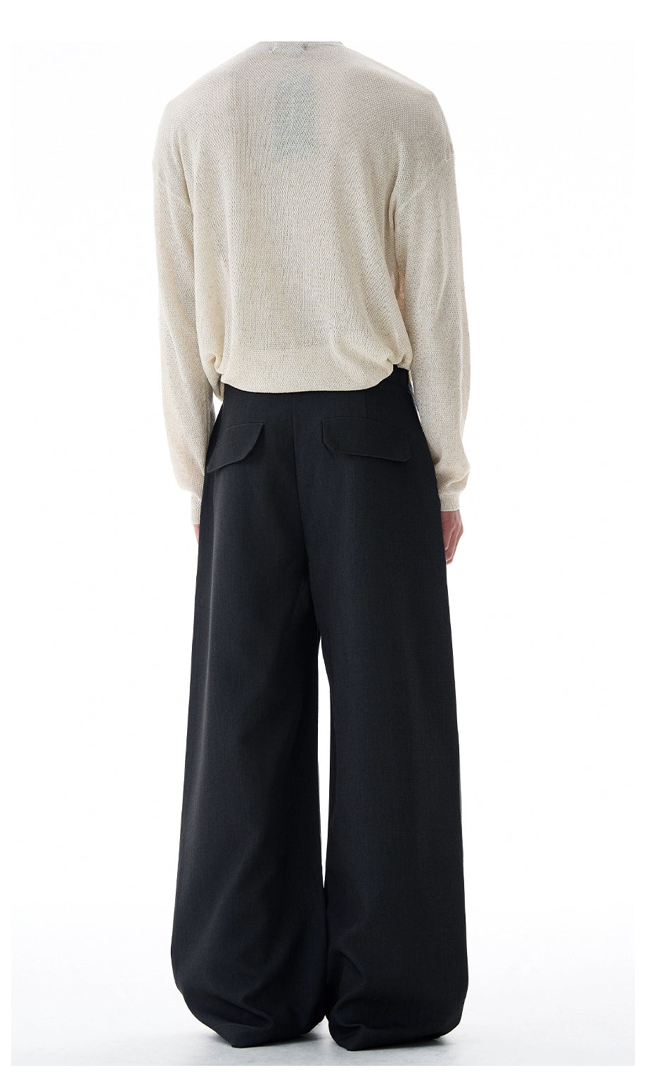 Sand Crest Draped Wide Trousers