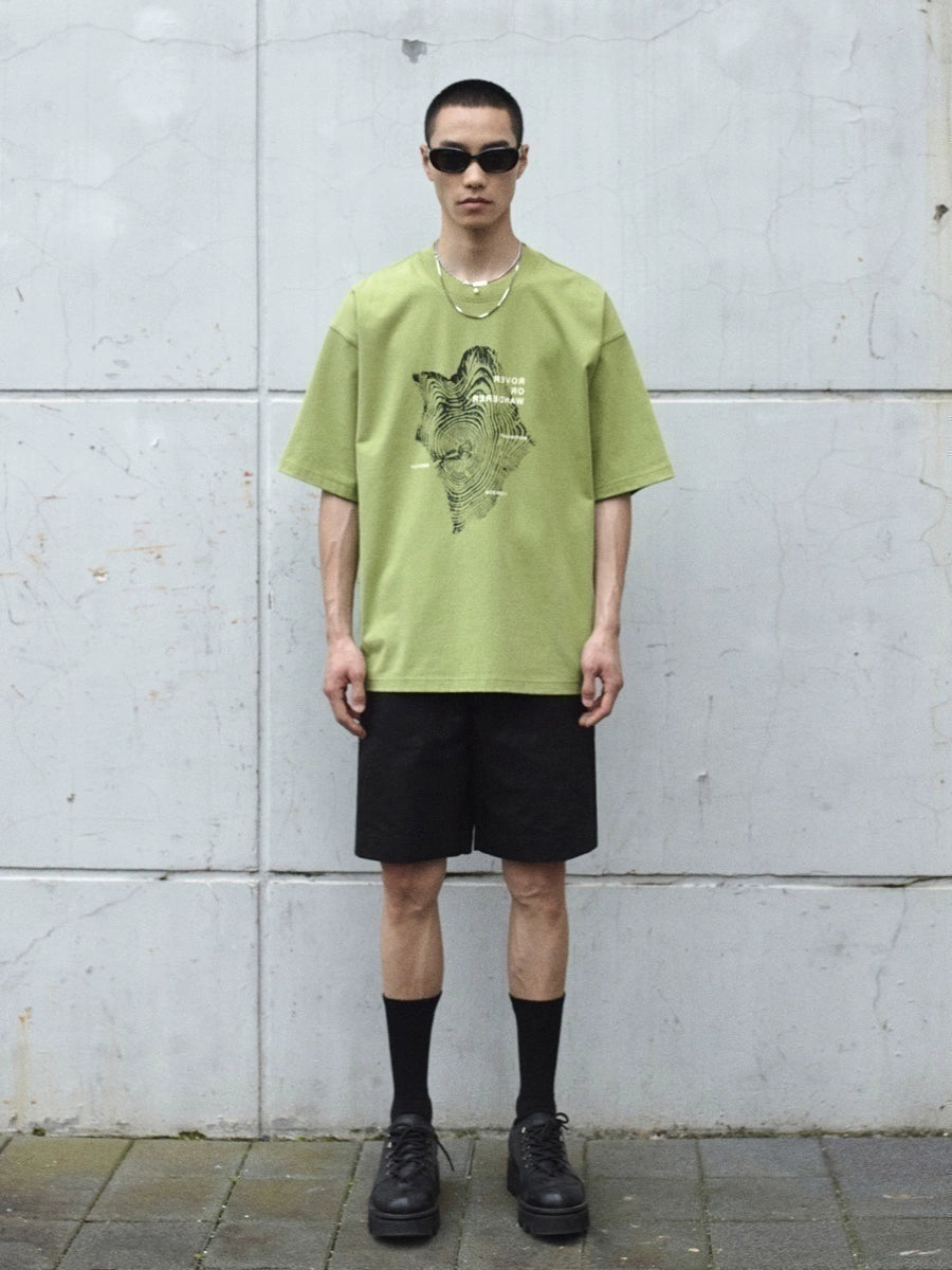 Camiseta de manga corta de impresión gráfica y letra