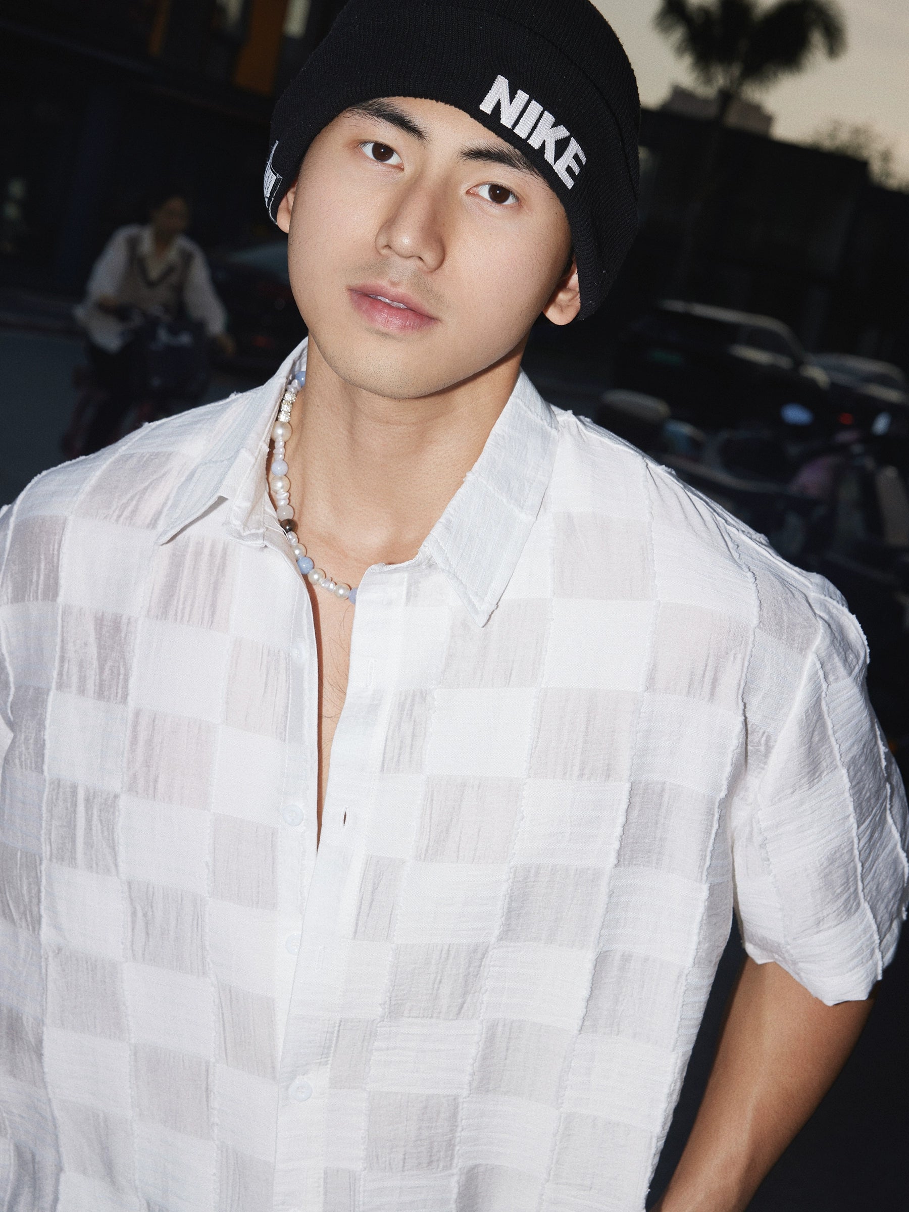 Textured Short Sleeve Button-Up Shirt