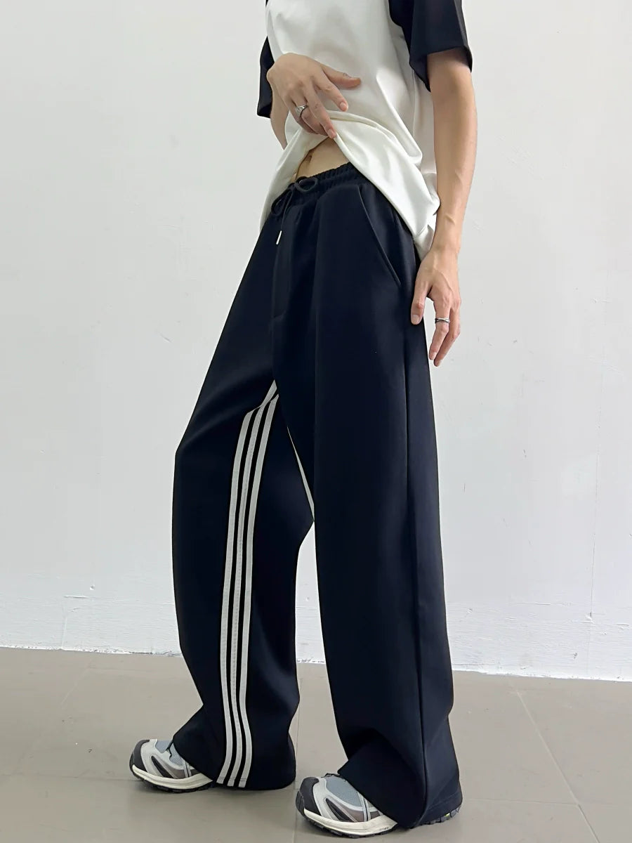 Monochrome Stripe Wide Track Pants