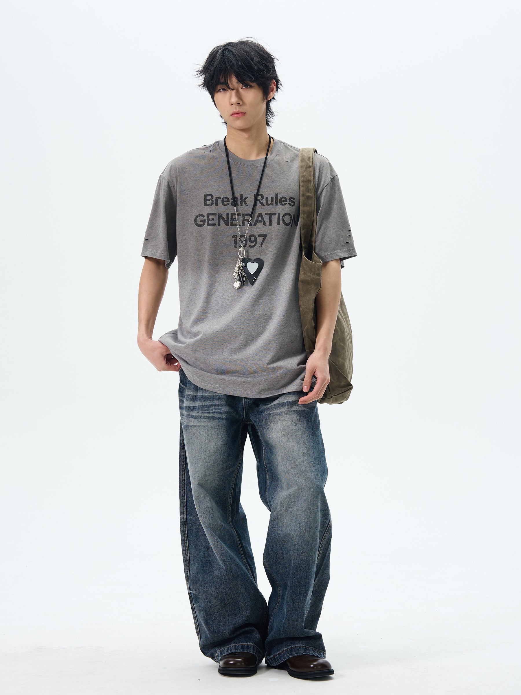 Vintage Wide-Leg Dark Denim Jeans