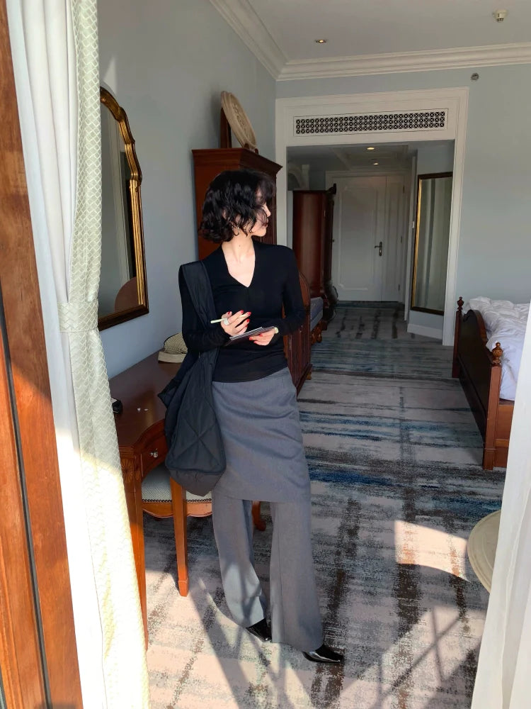 Skirt Overlay Wide Pants