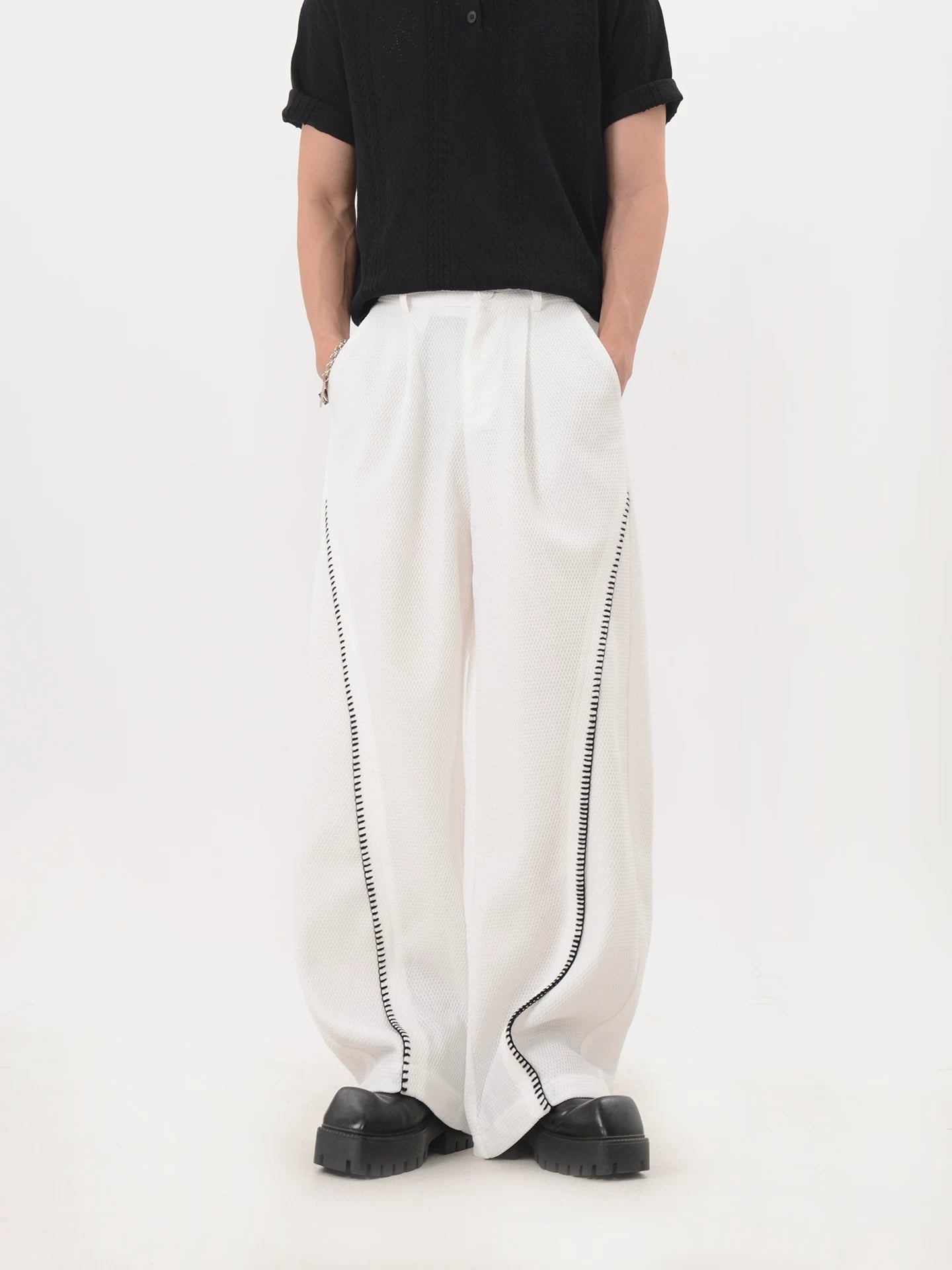 Curve Mesh Wide Trousers
