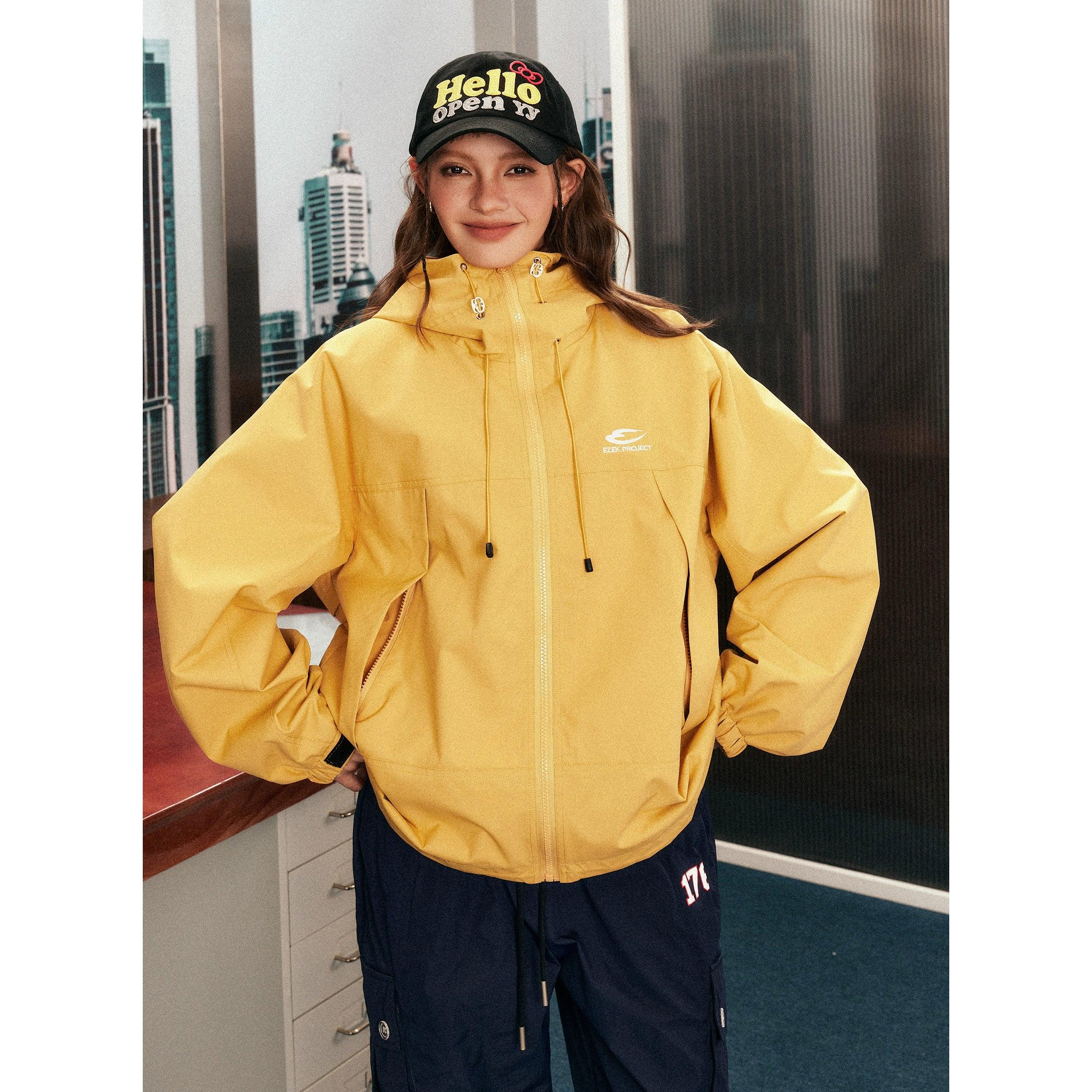 Ezek O'Neill sudadera con capucha de gran tamaño negro - chaqueta con cremallera creciente para mujeres con logotipo y capucha con cordón