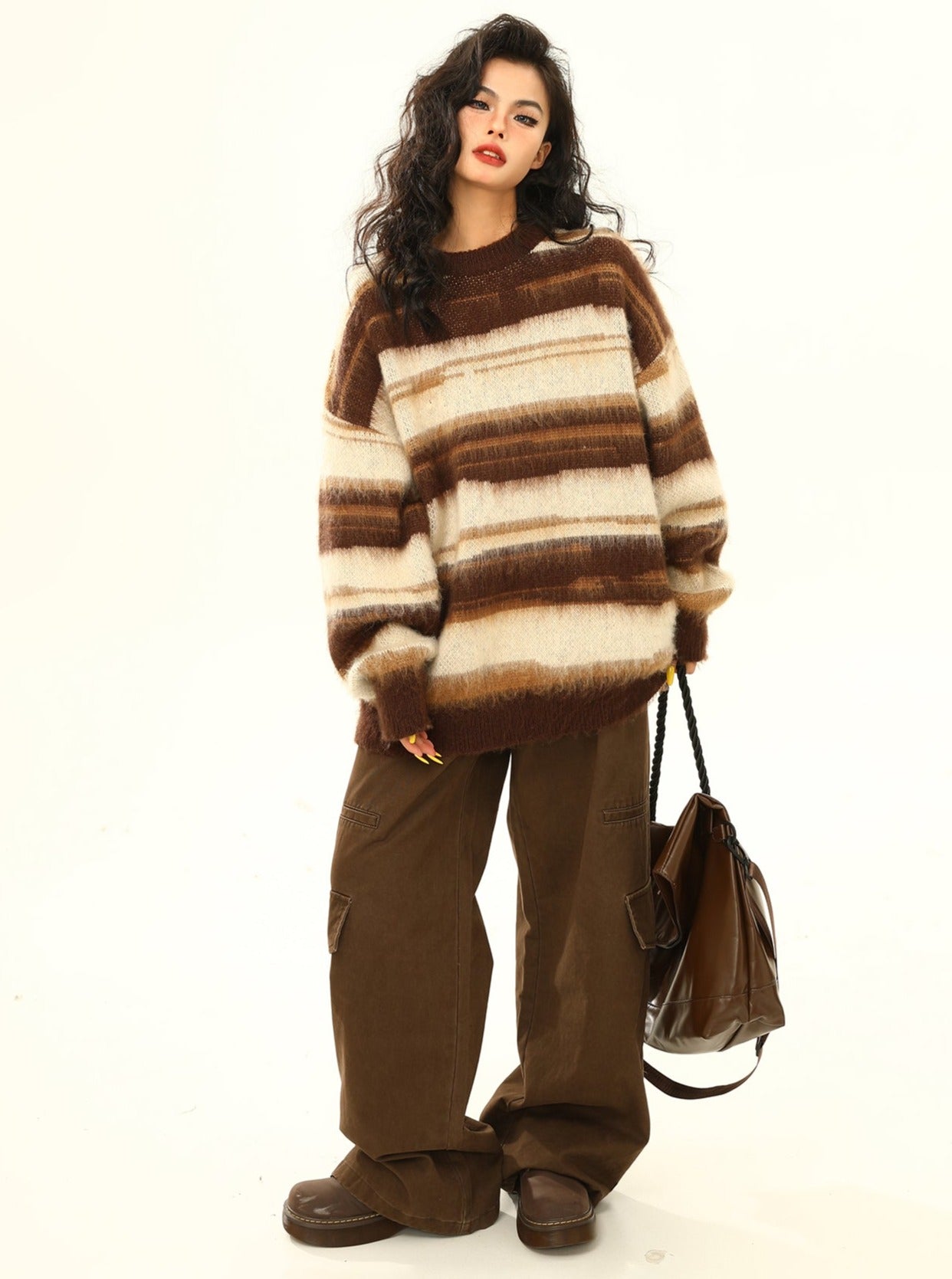 Suéter de mohair de gran tamaño a rayas