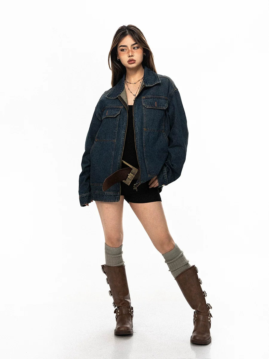 Oversized Vintage Denim Trucker Jacket