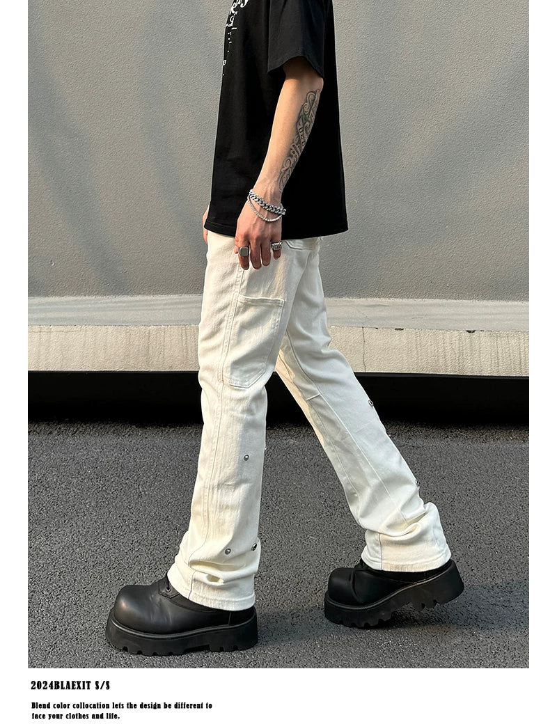 Ivory Snap-Hem Utility Jeans