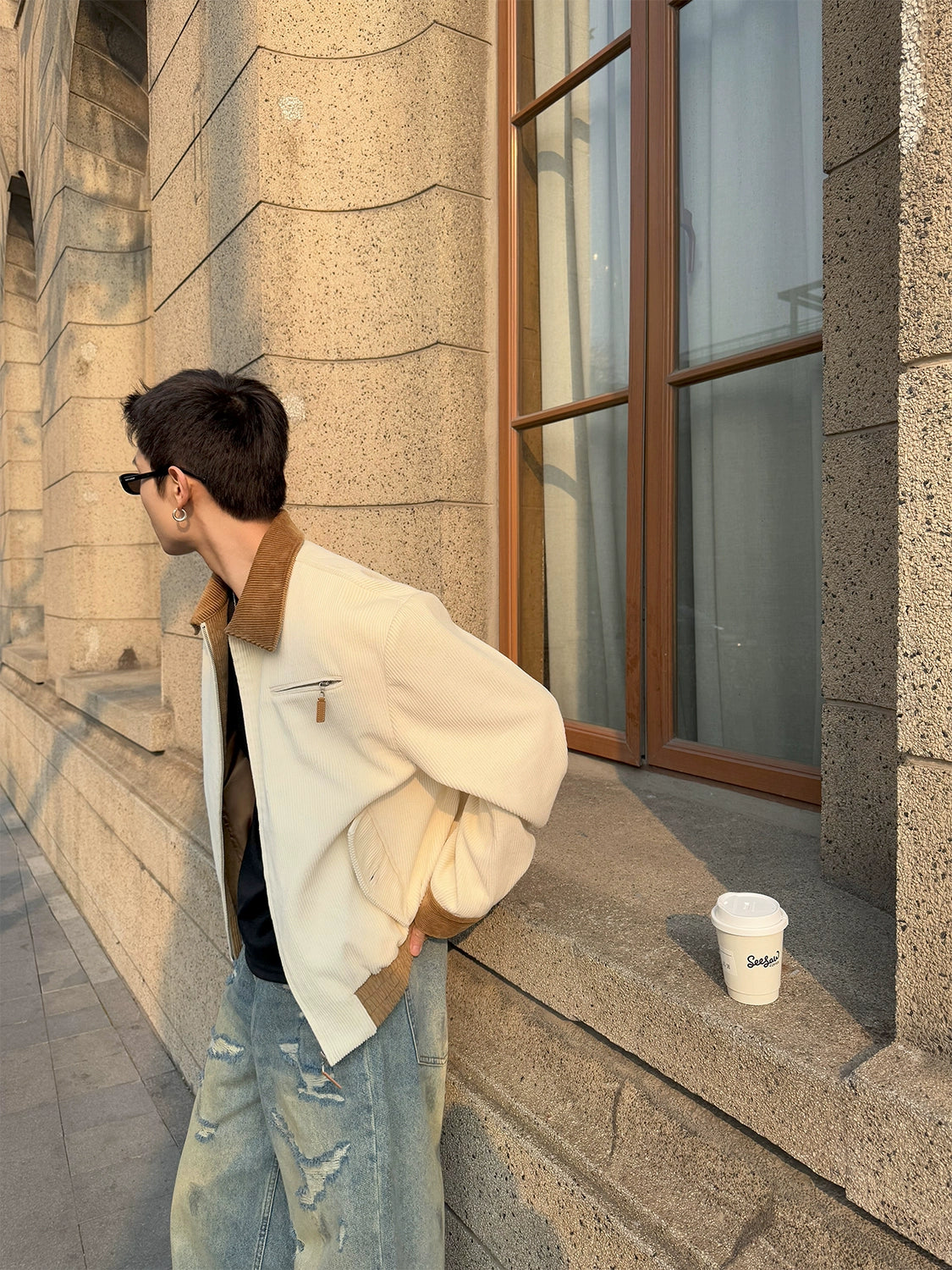 Ivory Contrast Urban Cord Jacket