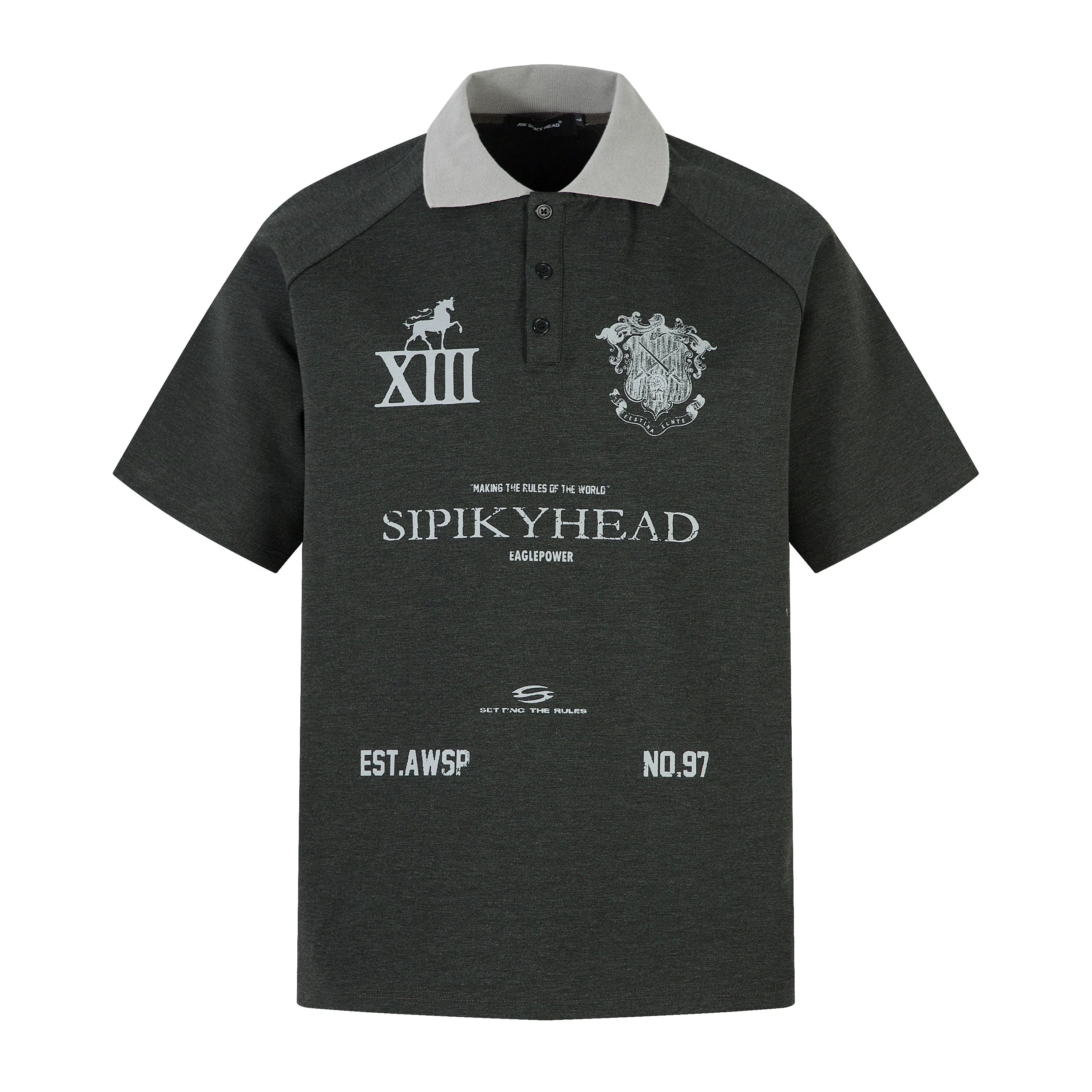 Men's Badge-Print Washed Polo Short-Sleeve Tee