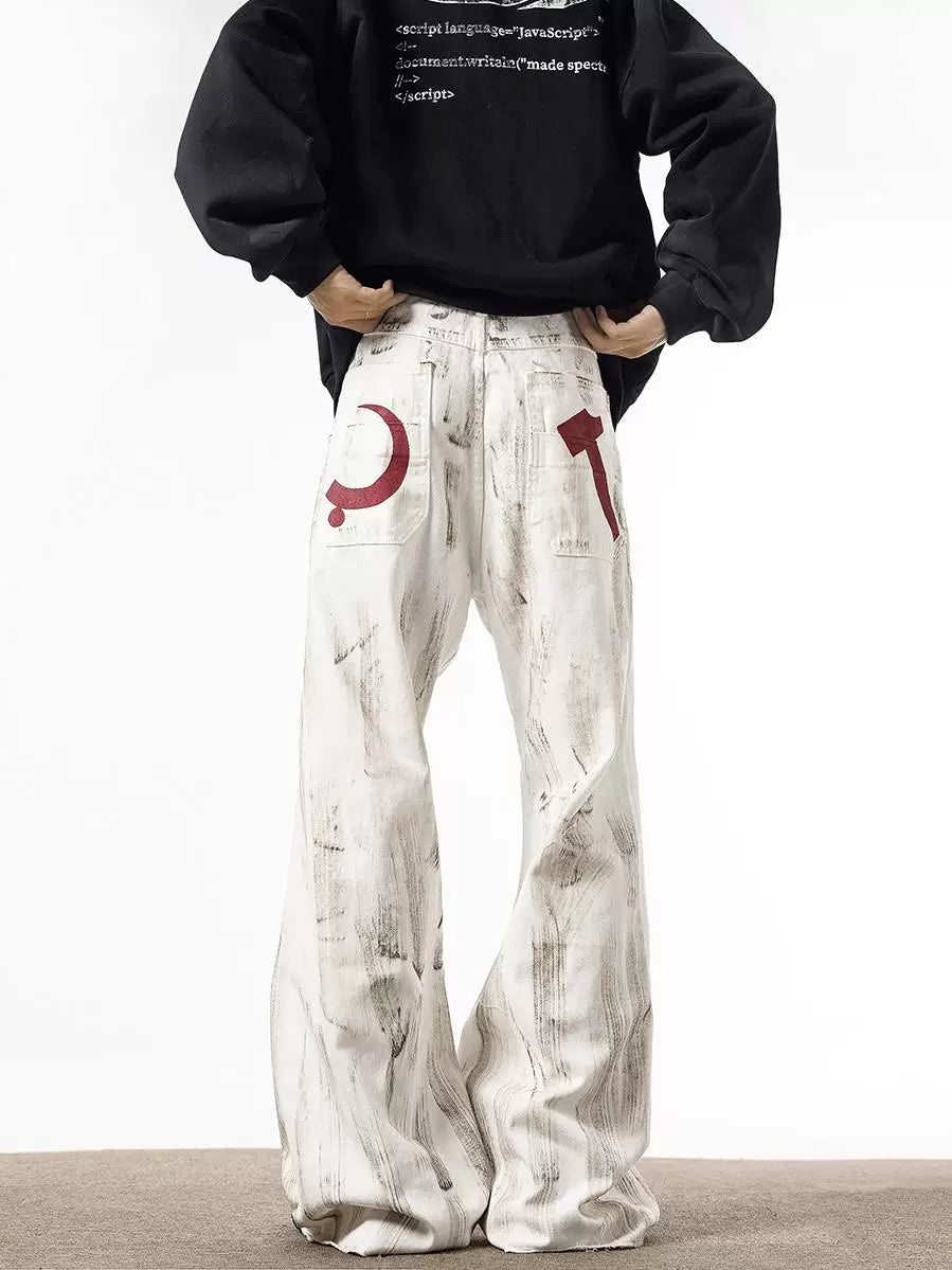 Lunar Brushstroke Wide-Leg Jeans