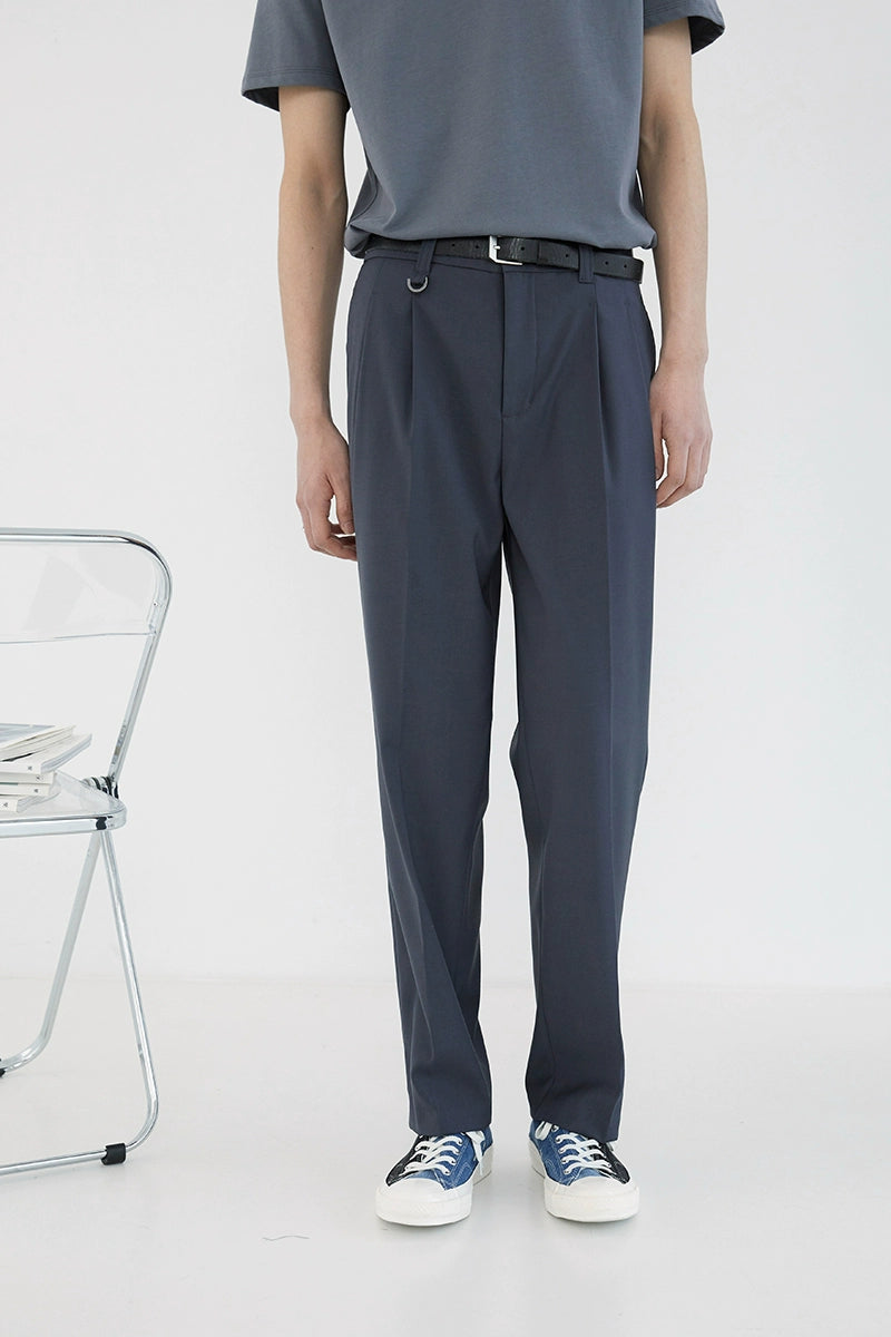 Pantalones de vestir de confort de doble plato