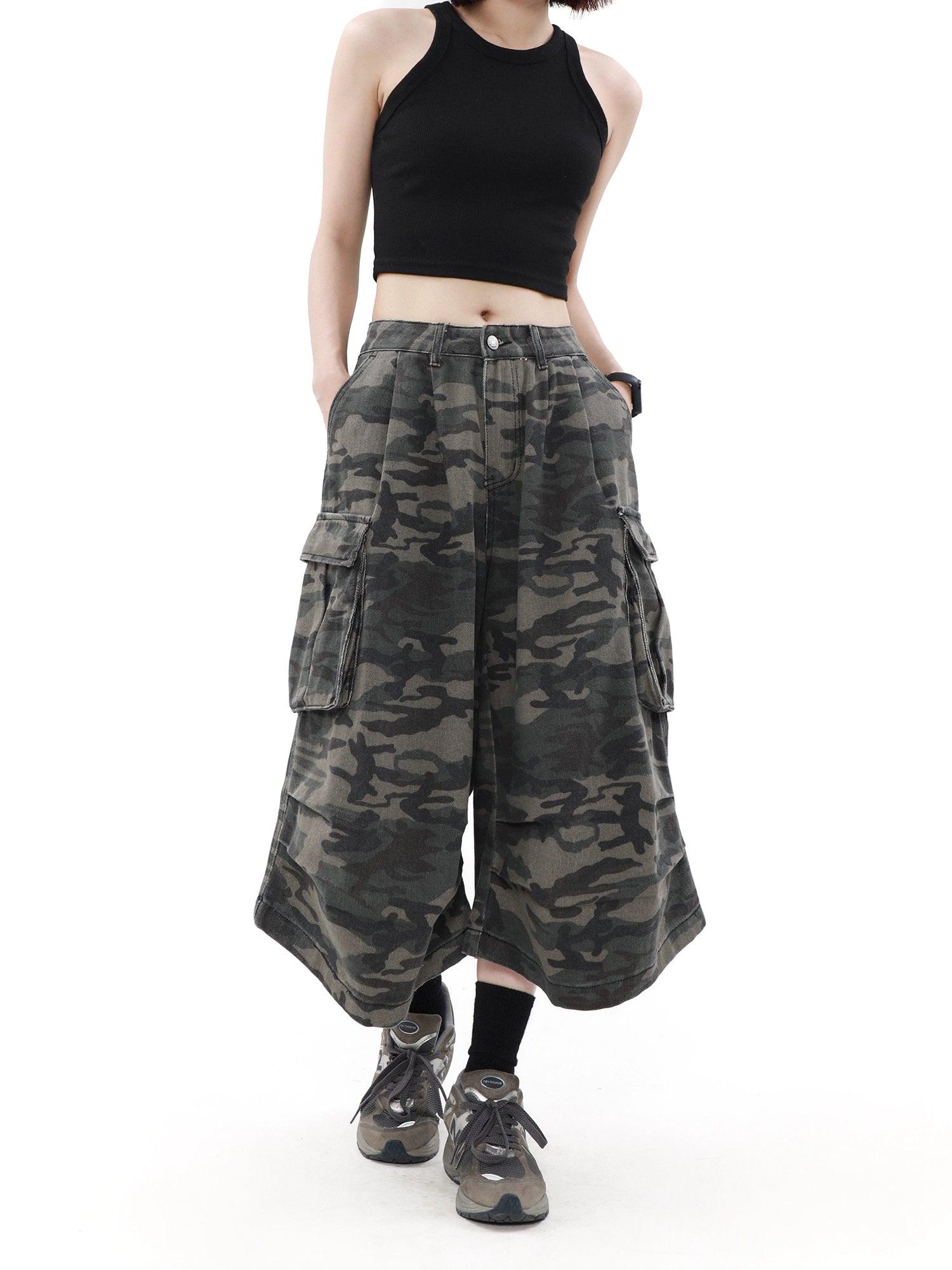 Mrnearly Camouflage Cargo Culottes - Unisexe Urban Streetwear Bottoms