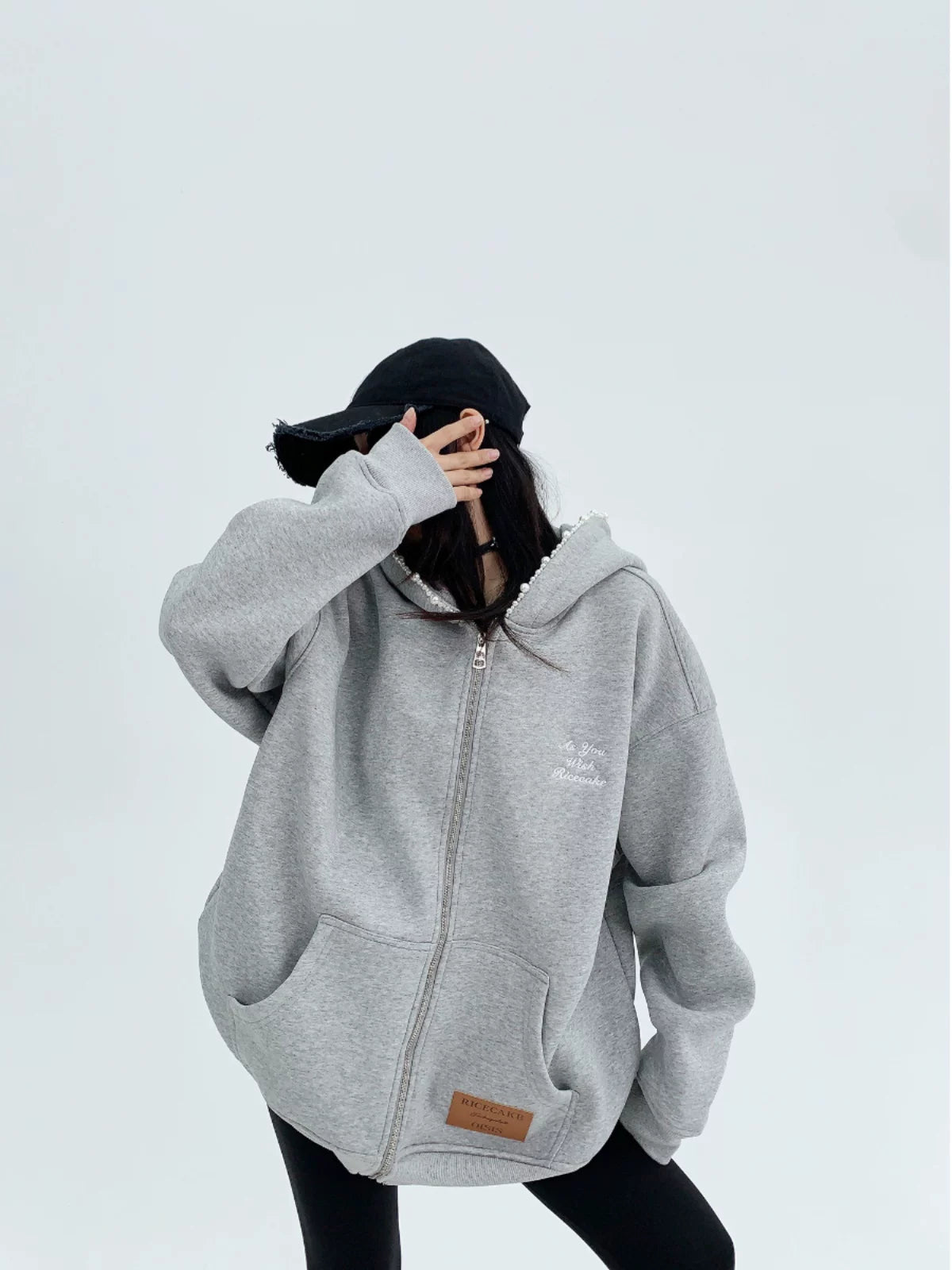 Pearl Trim Cloud Zip Hoodie