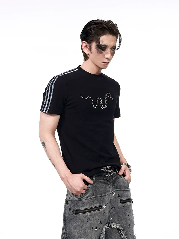 Three-Stripe Crystal Snake Sport T-Shirt
