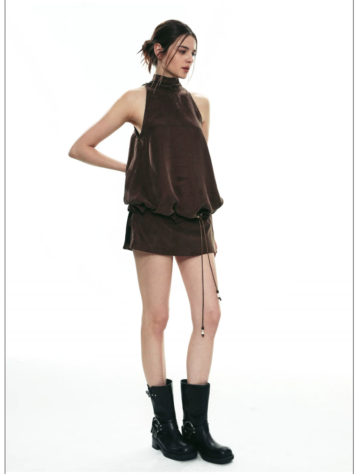 Espresso Nocturne Draped Halter Top