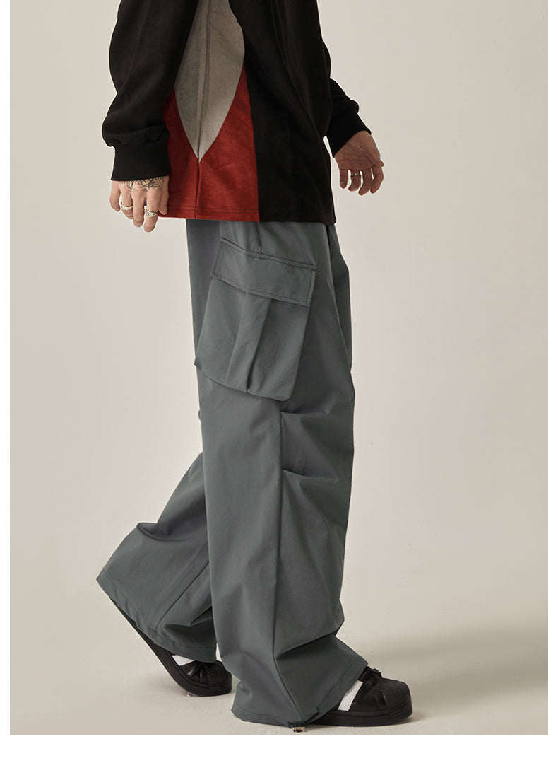 Gray Cargo Wide Leg Pants