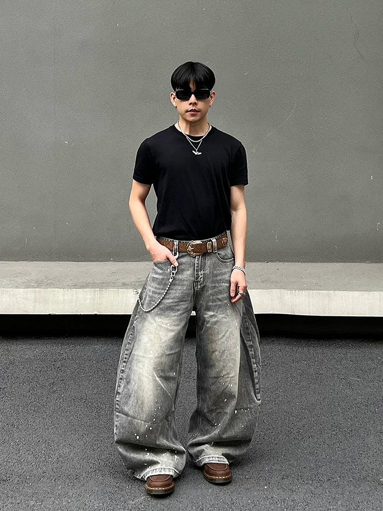 Ashwash Paint-Splatter Balloon Jeans