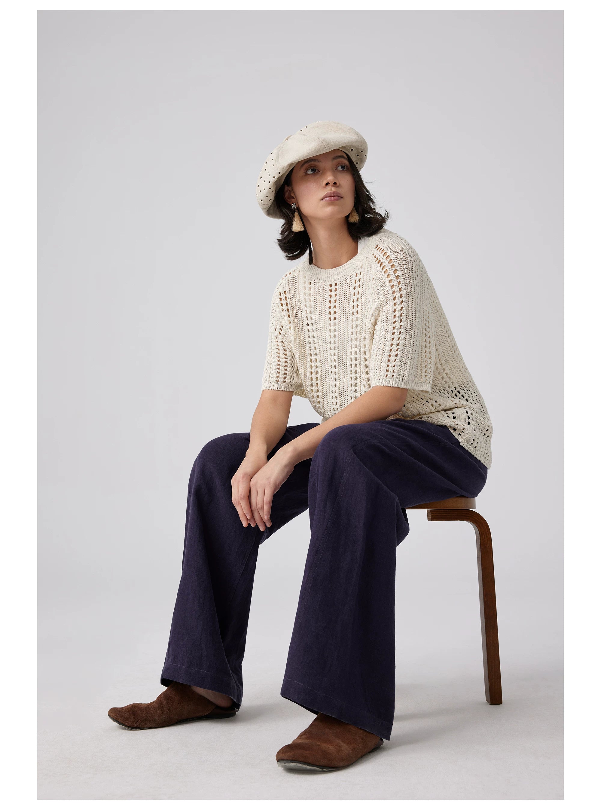 Open-Knit Short-Sleeve T-Shirt