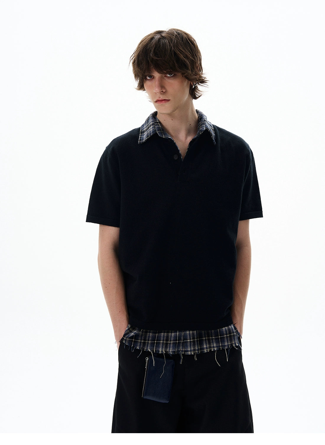 Short Sleeve Henley Shirt with Button Placket